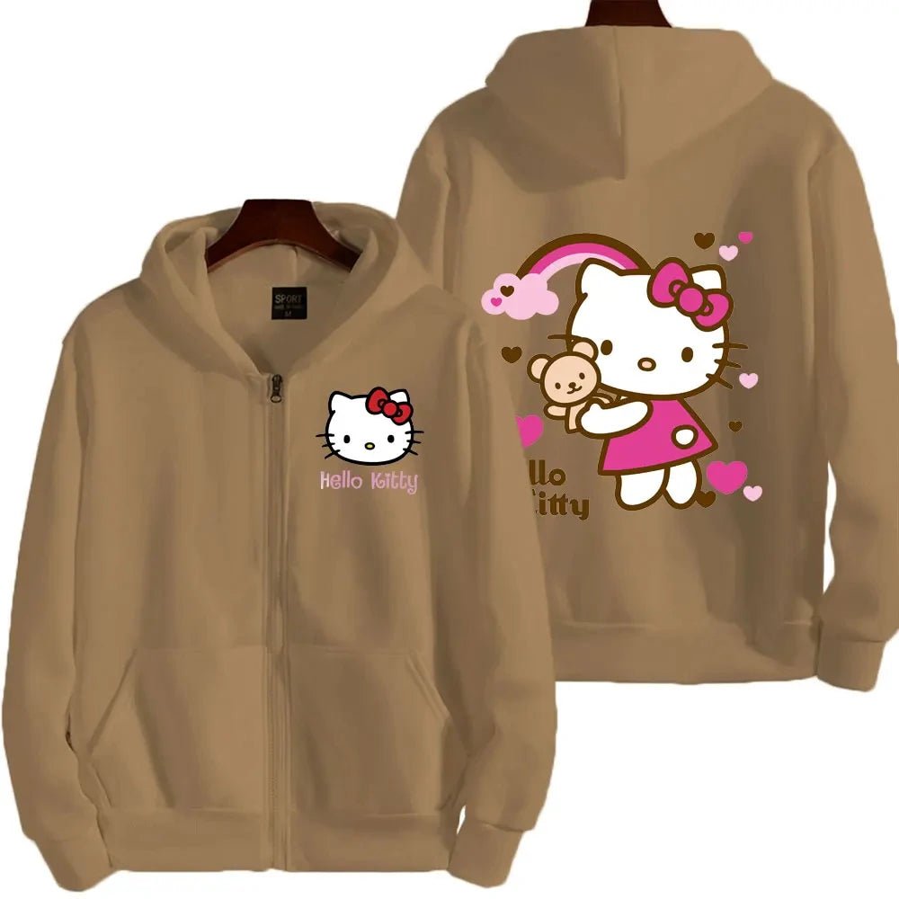 Hello Kitty Zipper Hoodie | Kawaii Sanrio Spring Autumn Street Trend - Cake Pops Parties