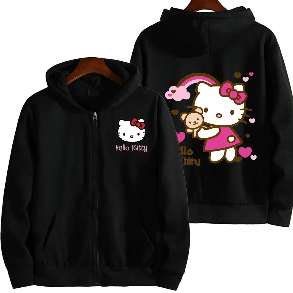 Hello Kitty Zipper Hoodie | Kawaii Sanrio Spring Autumn Street Trend - Cake Pops Parties