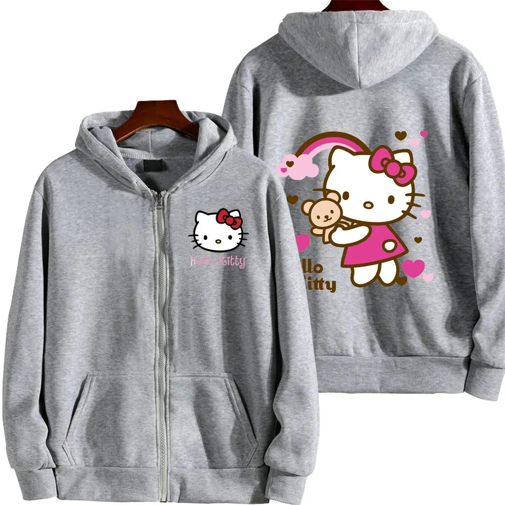 Hello Kitty Zipper Hoodie | Kawaii Sanrio Spring Autumn Street Trend - Cake Pops Parties