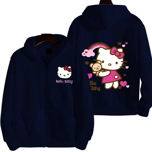 Hello Kitty Zipper Hoodie | Kawaii Sanrio Spring Autumn Street Trend - Cake Pops Parties