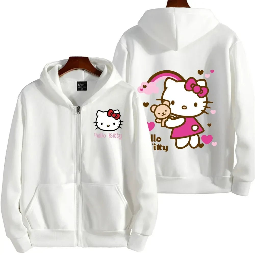 Hello Kitty Zipper Hoodie | Kawaii Sanrio Spring Autumn Street Trend - Cake Pops Parties
