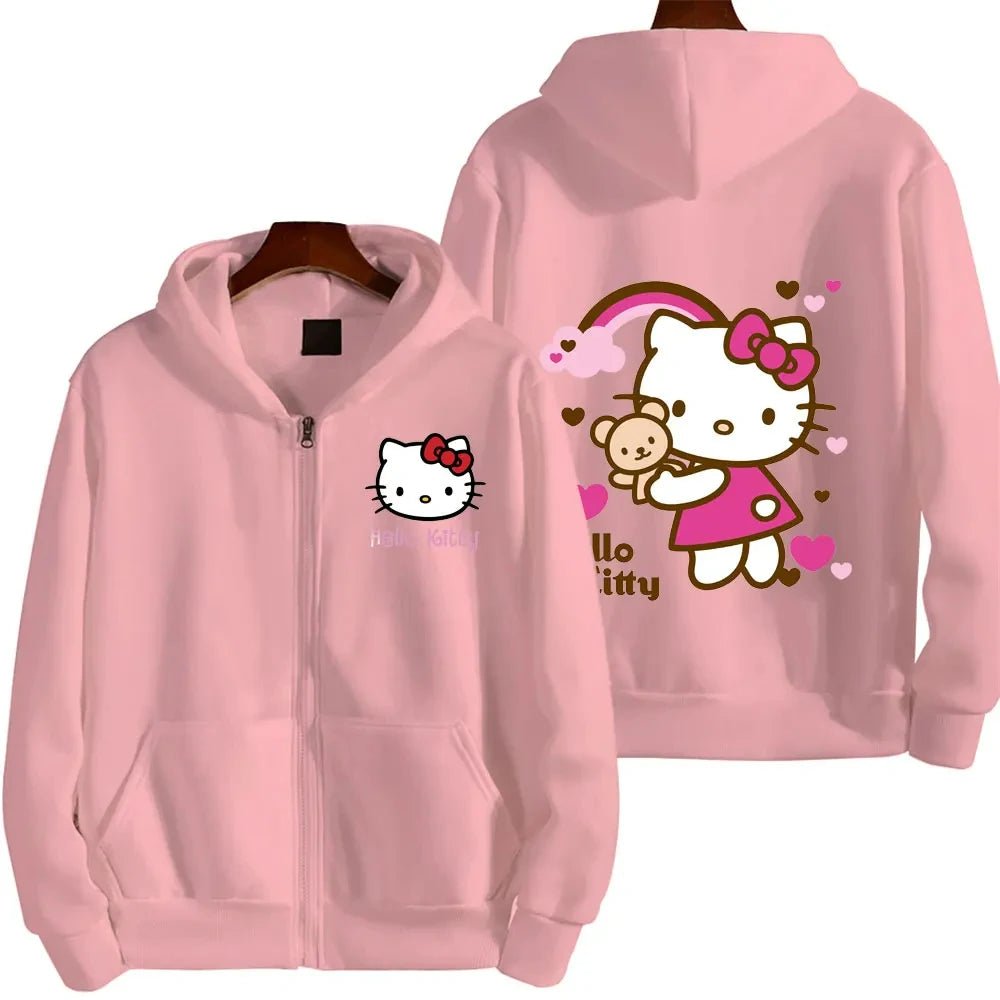 Hello Kitty Zipper Hoodie | Kawaii Sanrio Spring Autumn Street Trend - Cake Pops Parties