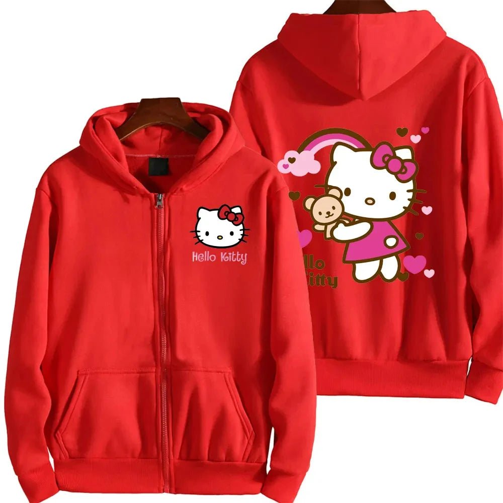 Hello Kitty Zipper Hoodie | Kawaii Sanrio Spring Autumn Street Trend - Cake Pops Parties