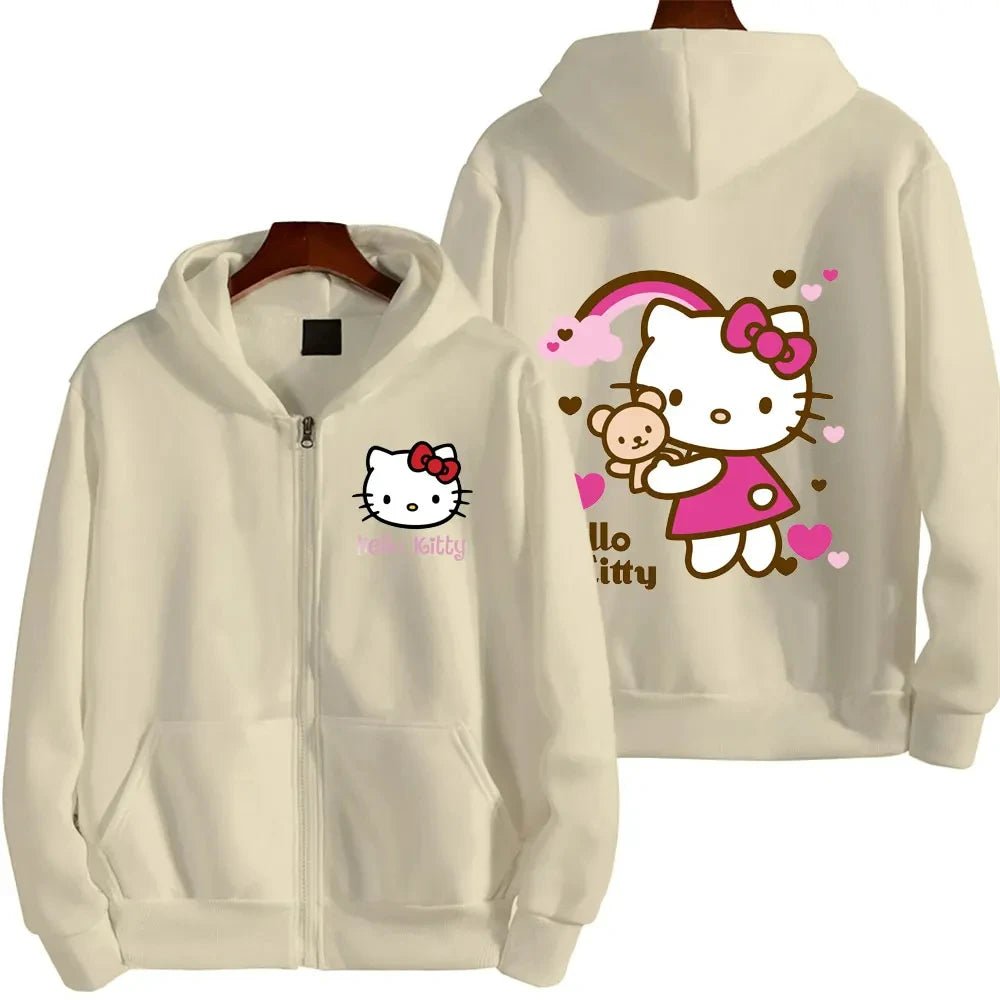 Hello Kitty Zipper Hoodie | Kawaii Sanrio Spring Autumn Street Trend - Cake Pops Parties