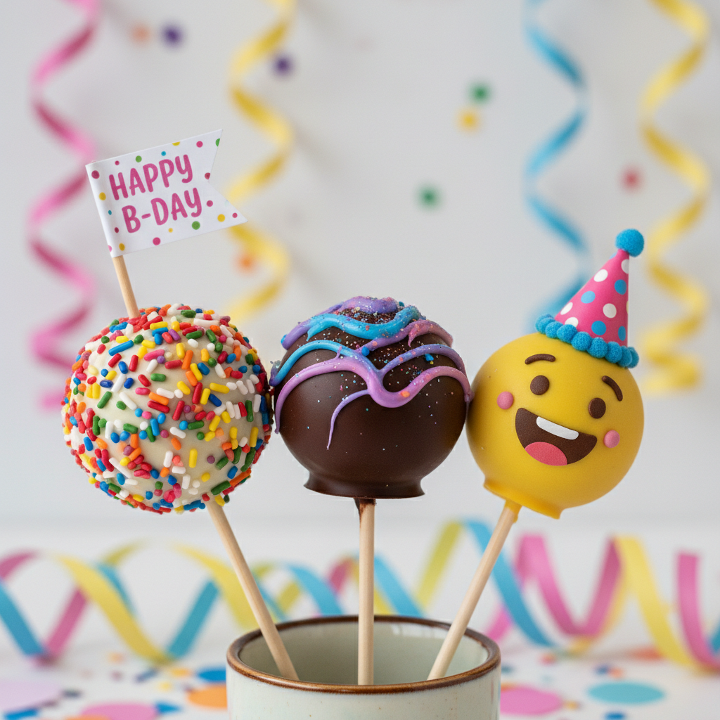 Party Perfect Trio Bundle - 3 handcrafted cake pops with vegan, party and emoji styles