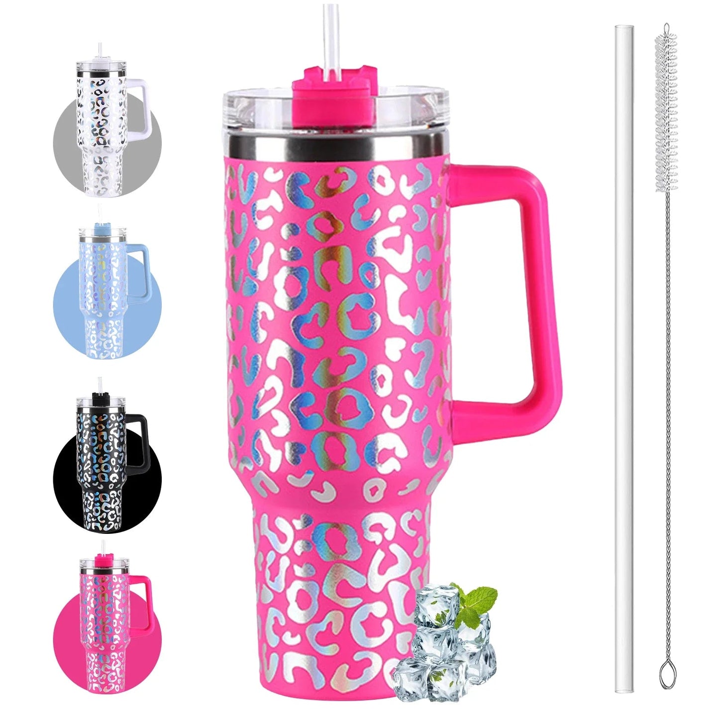 Insulated 40oz Mug Water Bottle with Handle & Straw - Cake Pops Parties