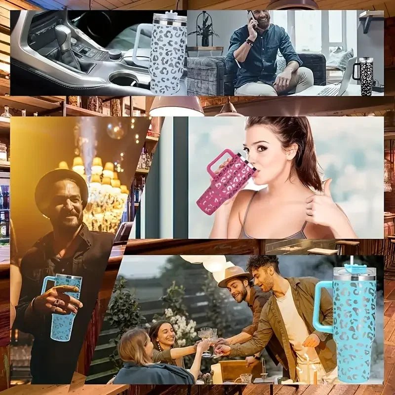 Insulated 40oz Mug Water Bottle with Handle & Straw - Cake Pops Parties