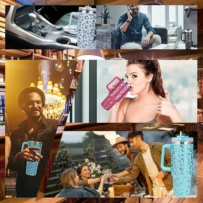 Insulated 40oz Mug Water Bottle with Handle & Straw - Cake Pops Parties