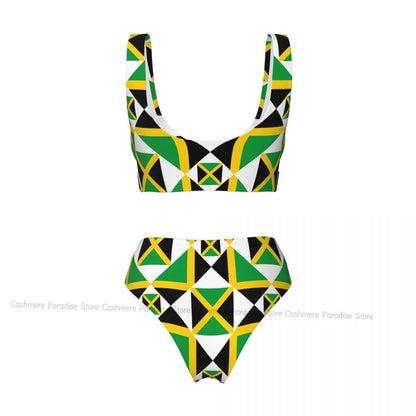 Jamaica Flag Push - Up Bikini | Sexy Two - Piece Swimsuit for Beach Lovers - Cake Pops Parties