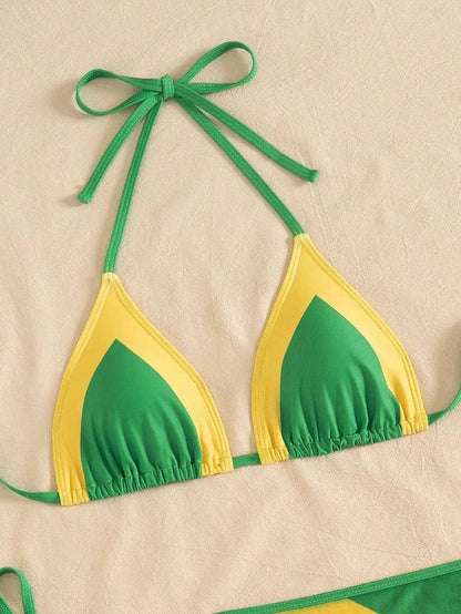 Jamaica Flag Sexy Three Piece Bikini Set | Micro Split Swimsuit Beach Wear - Cake Pops Parties
