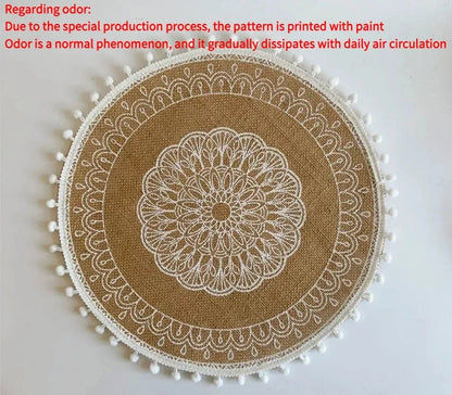Jute Round Placemat Set - Non - Slip Dining Table Mats - Cake Pops Parties