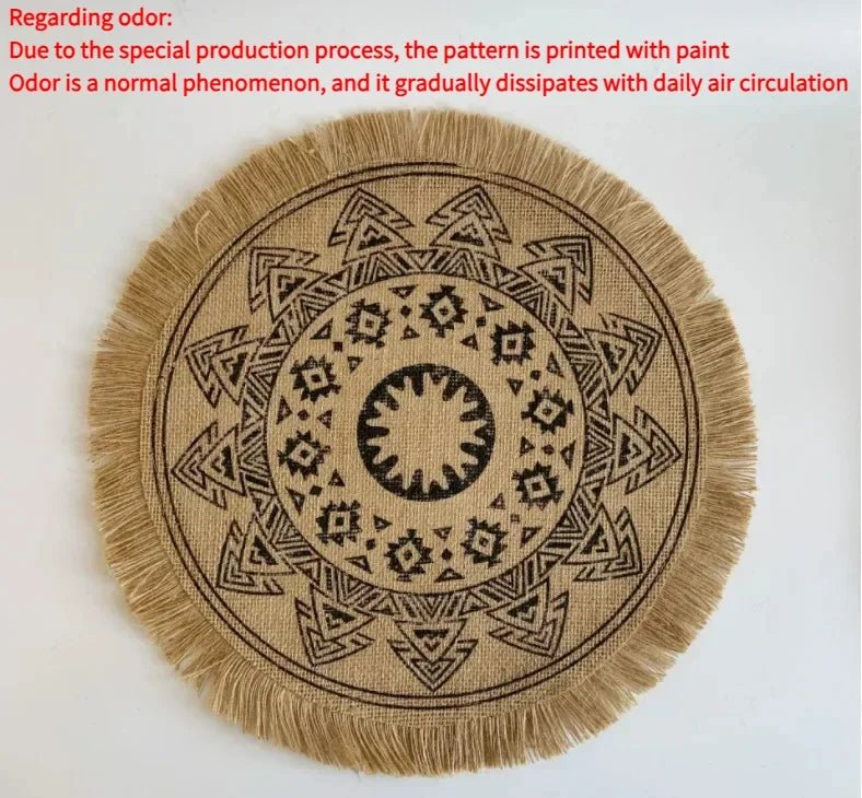 Jute Round Placemat Set - Non - Slip Dining Table Mats - Cake Pops Parties
