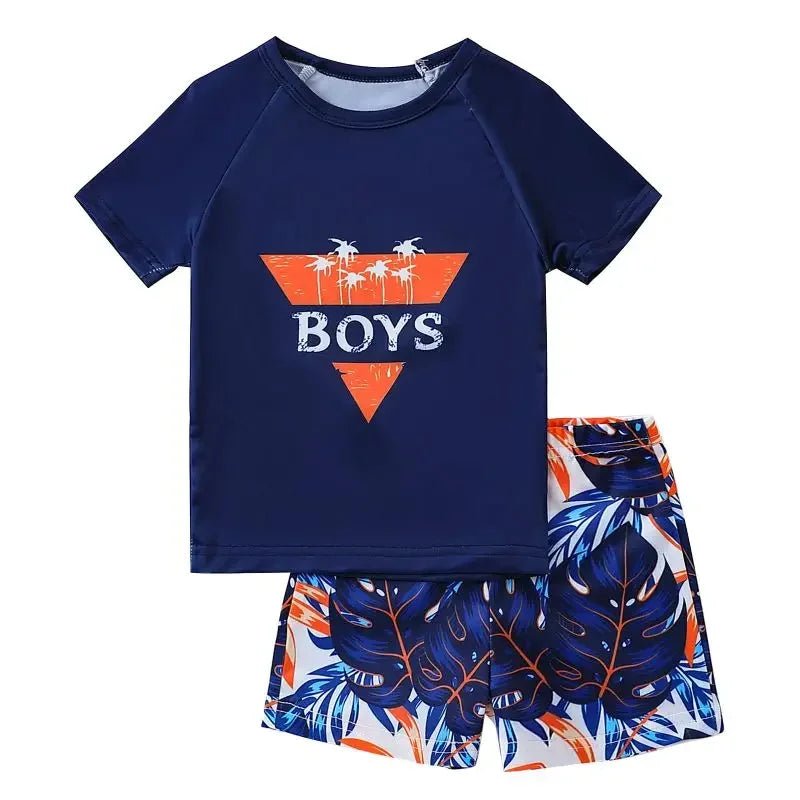 Kids Quick - Dry Suit | Boys 2pc Beach Set | Short Sleeve Top & Shorts - Cake Pops Parties