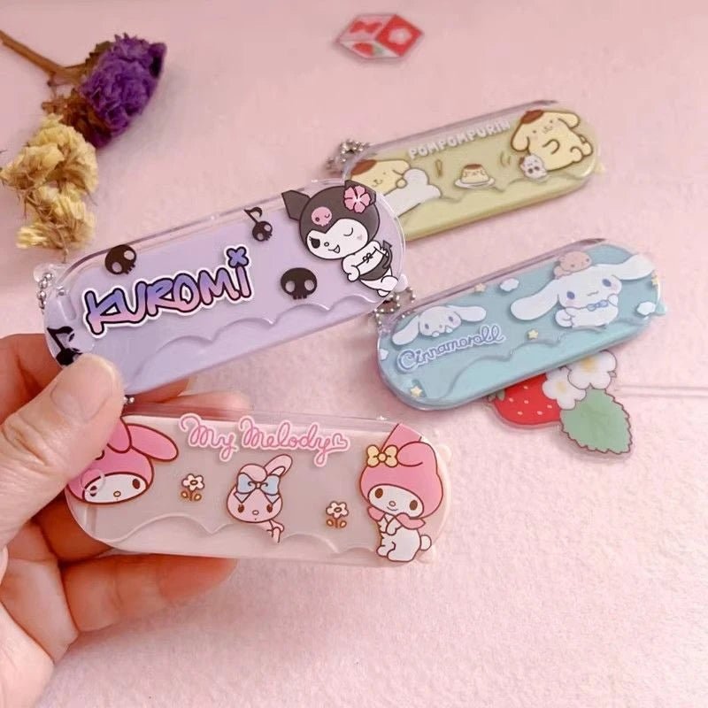 Kuromi Hello Kitty Travel Mirror & Comb Set | Folding Makeup Tool - Cake Pops Parties