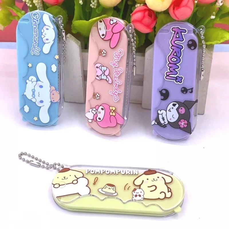 Kuromi Hello Kitty Travel Mirror & Comb Set | Folding Makeup Tool - Cake Pops Parties