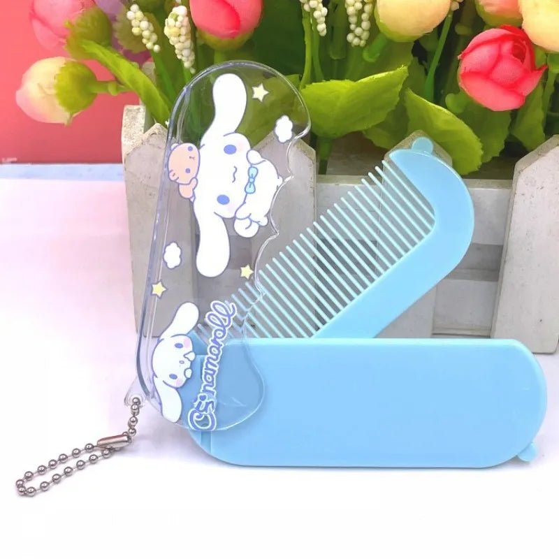 Kuromi Hello Kitty Travel Mirror & Comb Set | Folding Makeup Tool - Cake Pops Parties