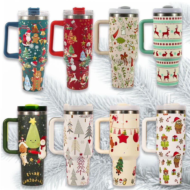 Large Christmas Pattern Steel Tumbler - Cake Pops Parties