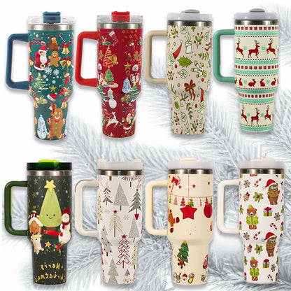 Large Christmas Pattern Steel Tumbler - Cake Pops Parties