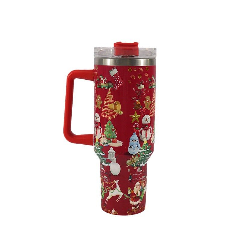 Large Christmas Pattern Steel Tumbler - Cake Pops Parties