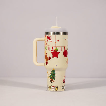 Large Christmas Pattern Steel Tumbler - Cake Pops Parties
