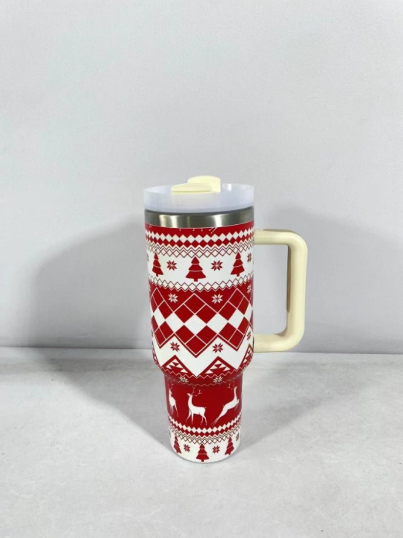 Large Christmas Pattern Steel Tumbler - Cake Pops Parties