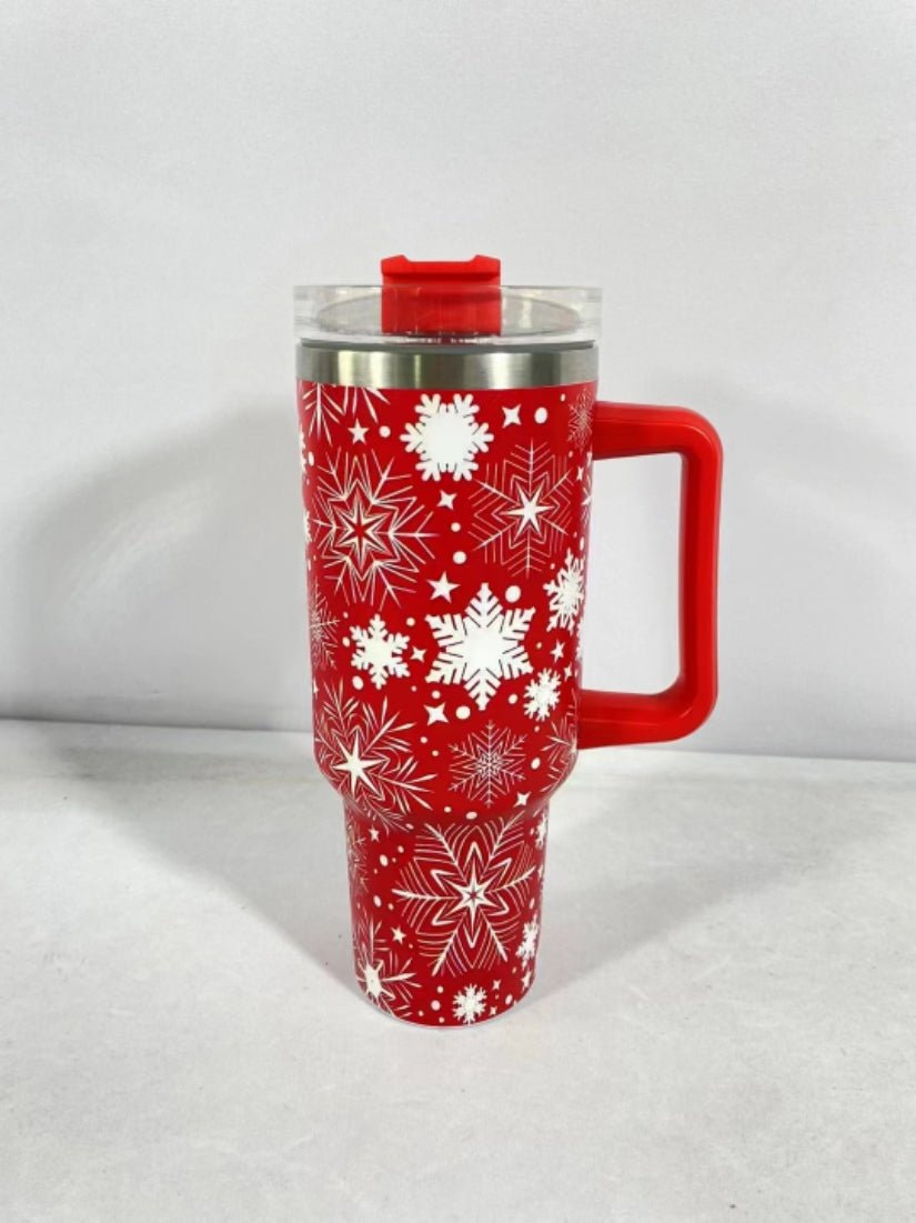 Large Christmas Pattern Steel Tumbler - Cake Pops Parties