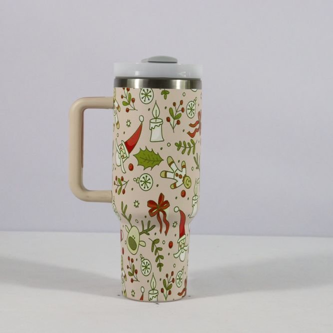 Large Christmas Pattern Steel Tumbler - Cake Pops Parties