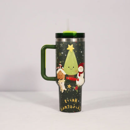 Large Christmas Pattern Steel Tumbler - Cake Pops Parties