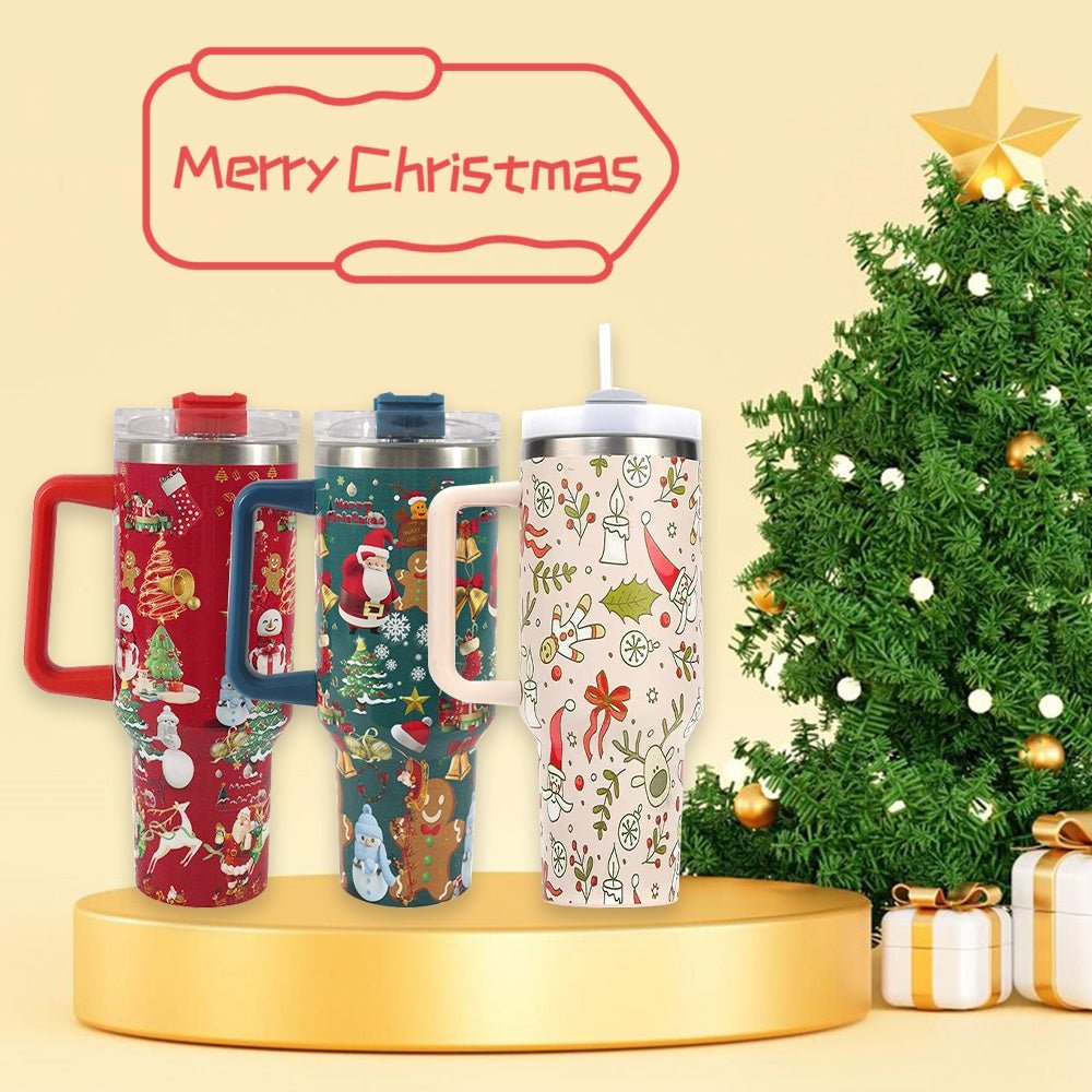 Large Christmas Pattern Steel Tumbler - Cake Pops Parties