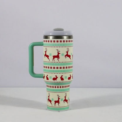 Large Christmas Pattern Steel Tumbler - Cake Pops Parties