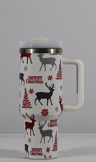 Large Christmas Pattern Steel Tumbler - Cake Pops Parties