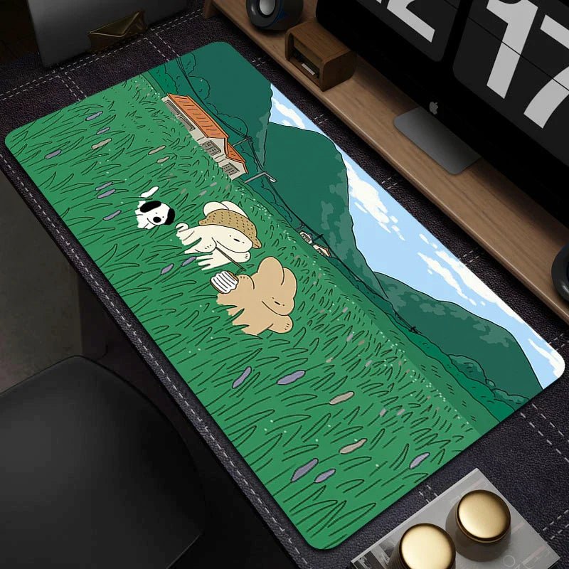 Large Gaming Mouse Mat - Cute Green Plant Design - Cake Pops Parties