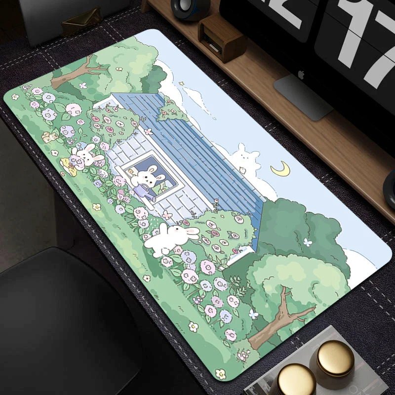 Large Gaming Mouse Mat - Cute Green Plant Design - Cake Pops Parties