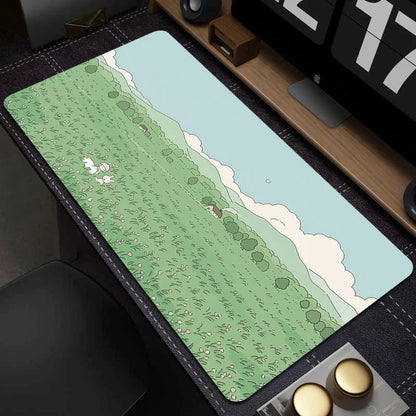 Large Gaming Mouse Mat - Cute Green Plant Design - Cake Pops Parties