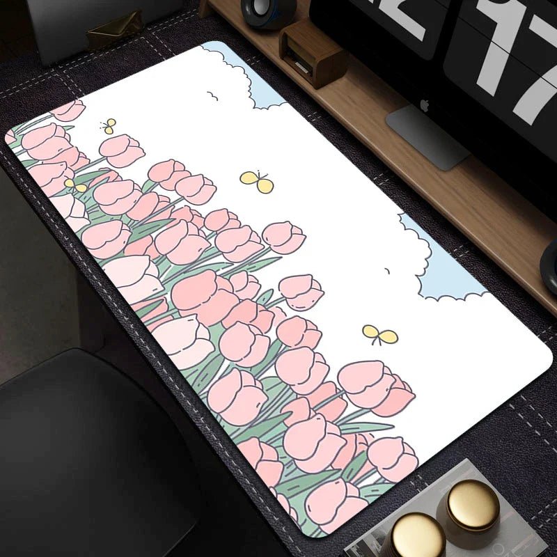 Large Gaming Mouse Mat - Cute Green Plant Design - Cake Pops Parties