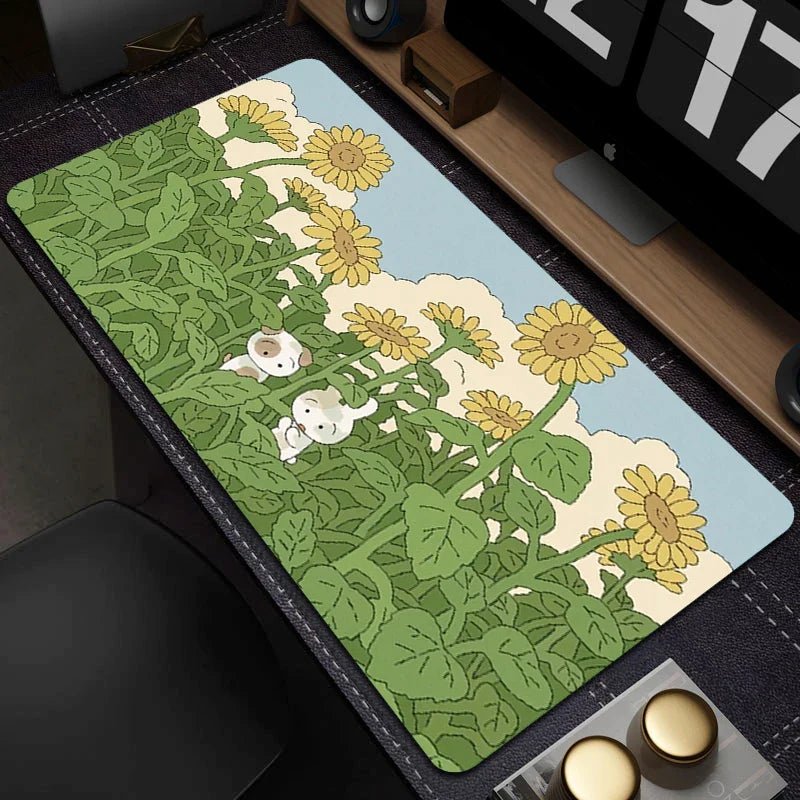 Large Gaming Mouse Mat - Cute Green Plant Design - Cake Pops Parties