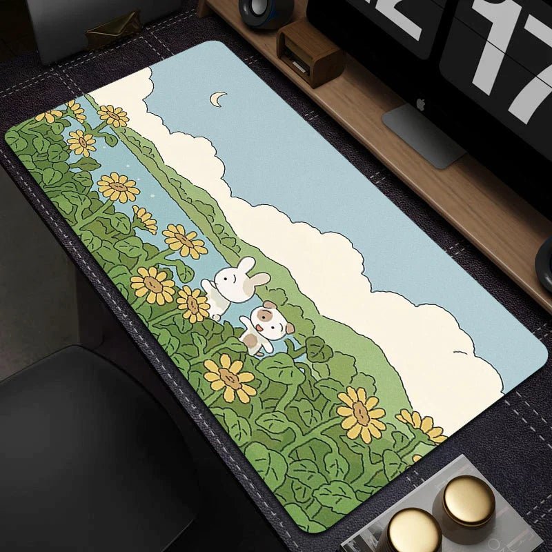 Large Gaming Mouse Mat - Cute Green Plant Design - Cake Pops Parties