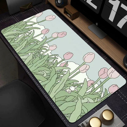 Large Gaming Mouse Mat - Cute Green Plant Design - Cake Pops Parties