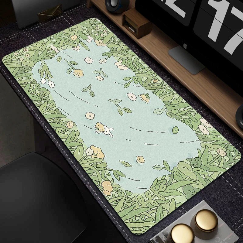 Large Gaming Mouse Mat - Cute Green Plant Design - Cake Pops Parties