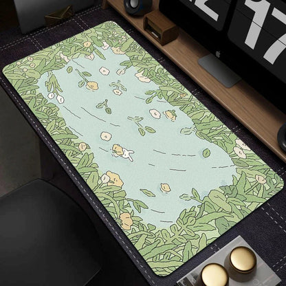 Large Gaming Mouse Mat - Cute Green Plant Design - Cake Pops Parties