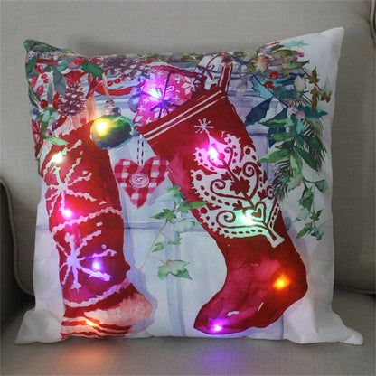 LED Light Christmas Pillow Cover - Santa Elk Glow - Cake Pops Parties