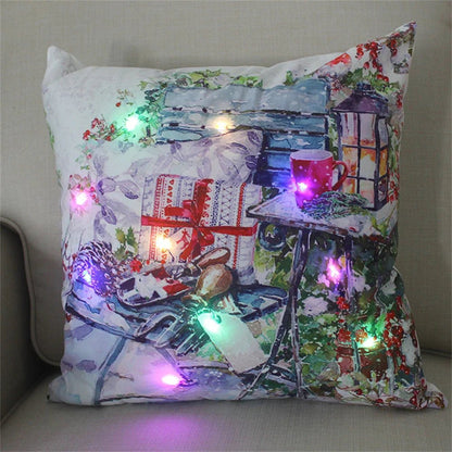 LED Light Christmas Pillow Cover - Santa Elk Glow - Cake Pops Parties