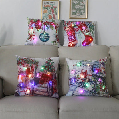LED Light Christmas Pillow Cover - Santa Elk Glow - Cake Pops Parties