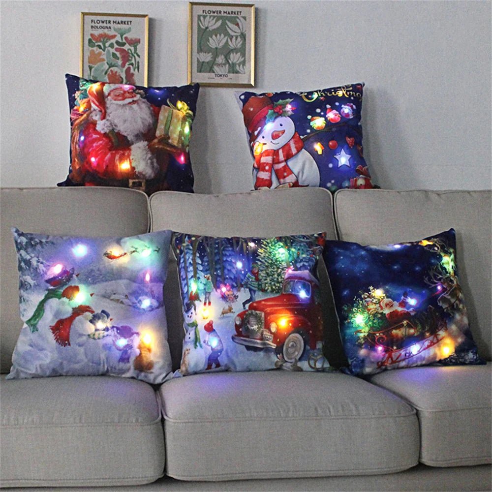 LED Light Christmas Pillow Cover - Santa Elk Glow - Cake Pops Parties