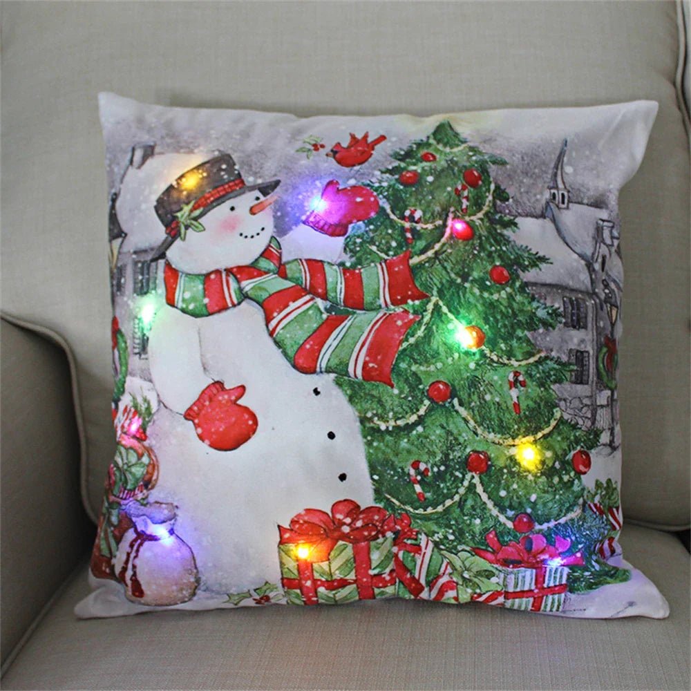 LED Light Christmas Pillow Cover - Santa Elk Glow - Cake Pops Parties
