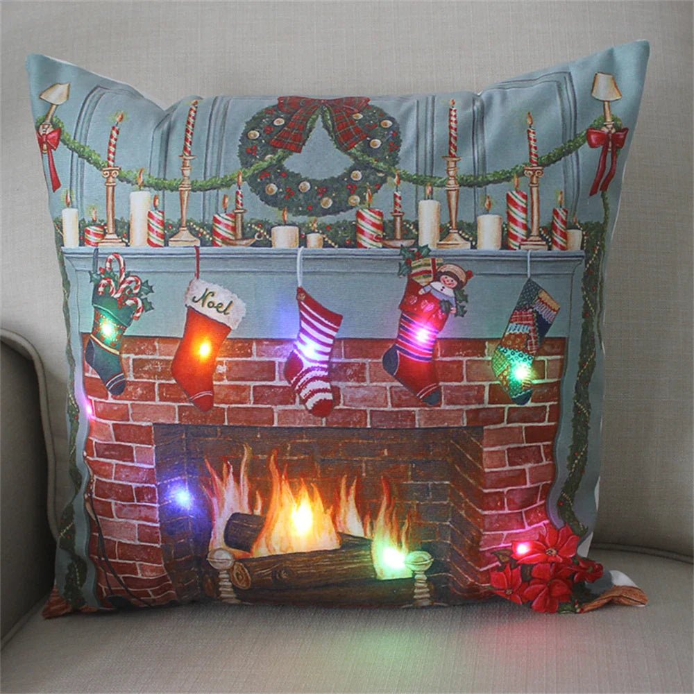 LED Light Christmas Pillow Cover - Santa Elk Glow - Cake Pops Parties