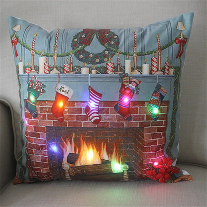 LED Light Christmas Pillow Cover - Santa Elk Glow - Cake Pops Parties
