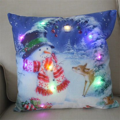 LED Light Christmas Pillow Cover - Santa Elk Glow - Cake Pops Parties