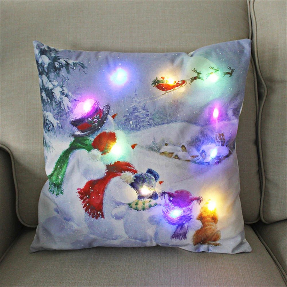 LED Light Christmas Pillow Cover - Santa Elk Glow - Cake Pops Parties