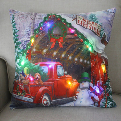 LED Light Christmas Pillow Cover - Santa Elk Glow - Cake Pops Parties